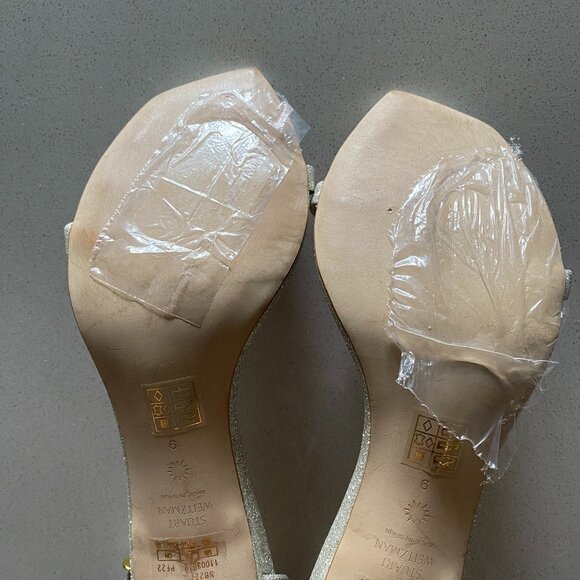 Stuart Weitzman - Nudistcurve Glitter Kitten Heel Sandal - Picture 5 of 11